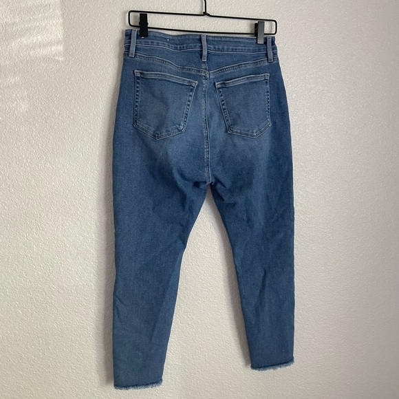 Loft Button Fly High Rise Curvy Skinny Raw Hem Jeans 8/29 Med Wash - Picture 3 of 9